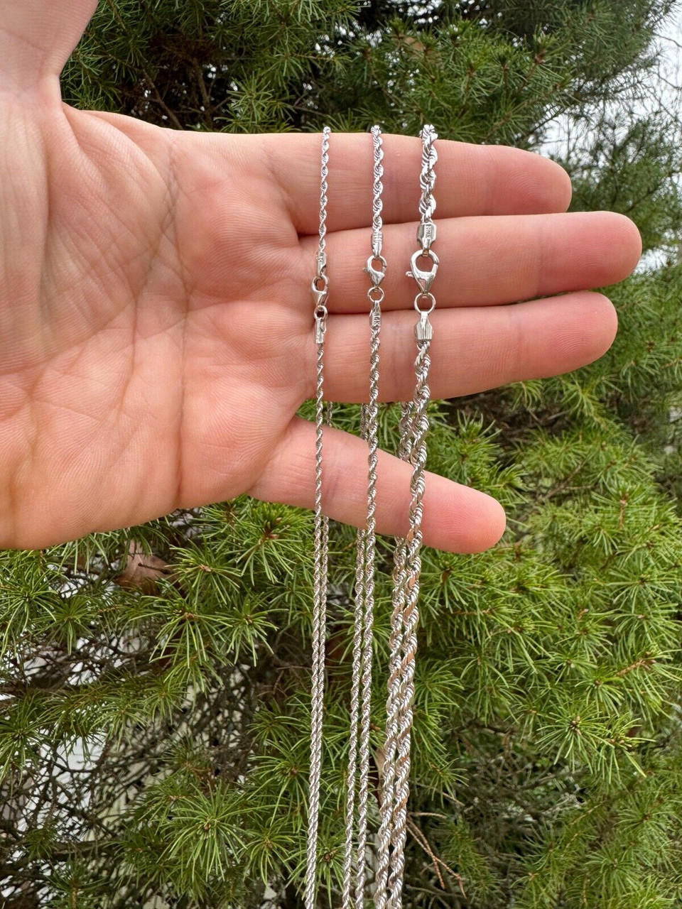 Rope Chain Necklace - 14k White Gold - 16"-30" - 1.5mm-4mm