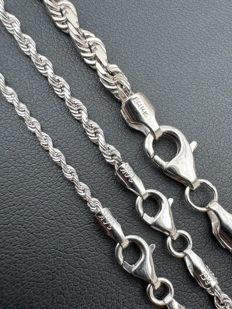 Rope Chain Necklace - 14k White Gold - 16"-30" - 1.5mm-4mm