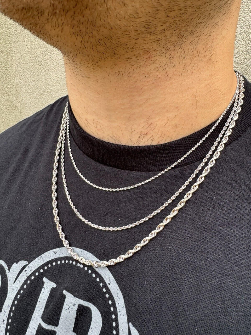 Rope Chain Necklace - 14k White Gold - 16"-30" - 1.5mm-4mm