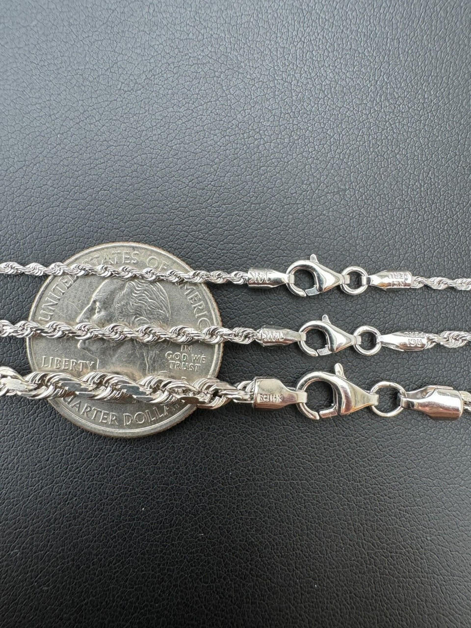 Rope Chain Necklace - 14k White Gold - 16"-30" - 1.5mm-4mm