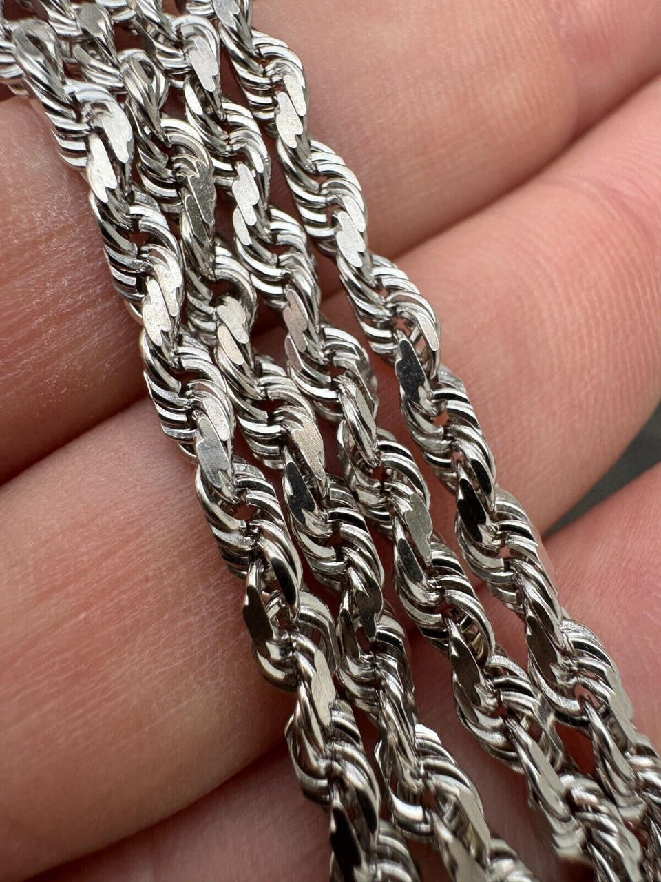 Rope Chain Necklace - 14k White Gold - 16"-30" - 1.5mm-4mm