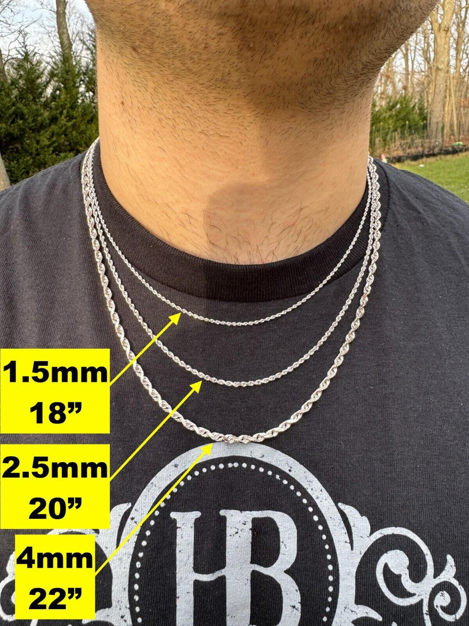 Rope Chain Necklace - 14k White Gold - 16"-30" - 1.5mm-4mm