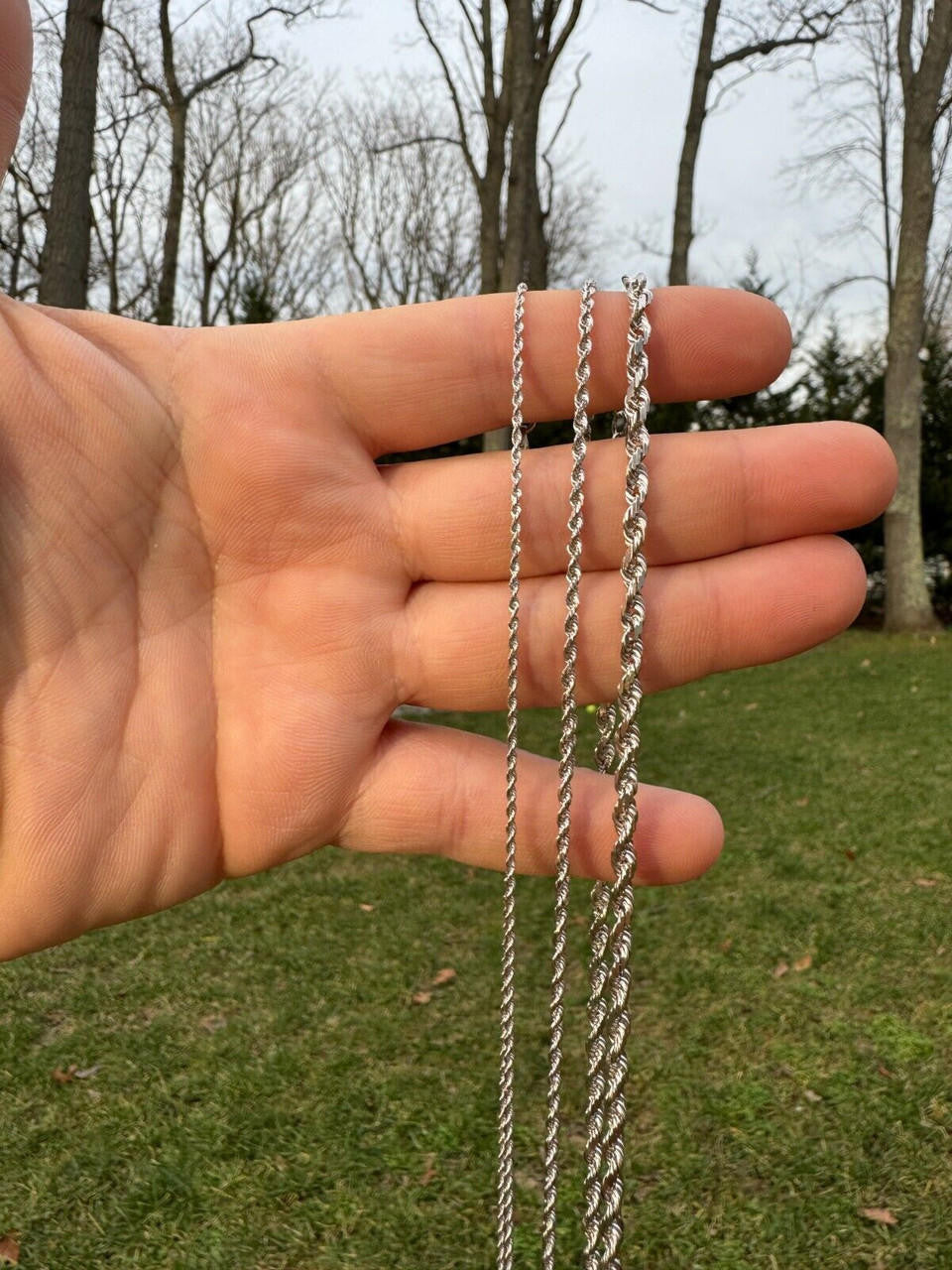 Rope Chain Necklace - 14k White Gold - 16"-30" - 1.5mm-4mm