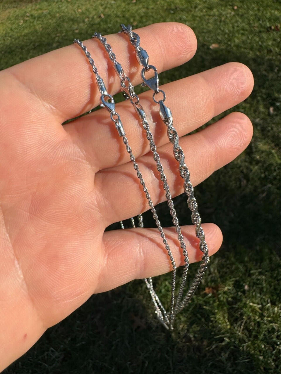 Rope Chain Necklace - 14k White Gold - 16"-30" - 1.5mm-4mm