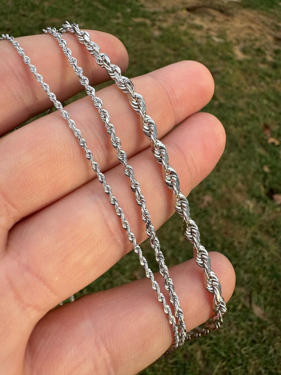 Rope Chain Necklace - 14k White Gold - 16"-30" - 1.5mm-4mm