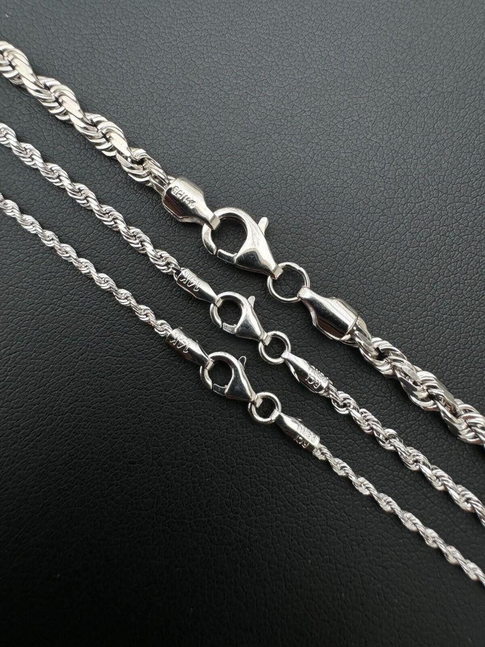 Rope Chain Necklace - 14k White Gold - 16"-30" - 1.5mm-4mm