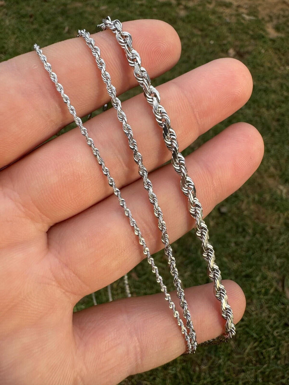 Rope Chain Necklace - 14k White Gold - 16"-30" - 1.5mm-4mm