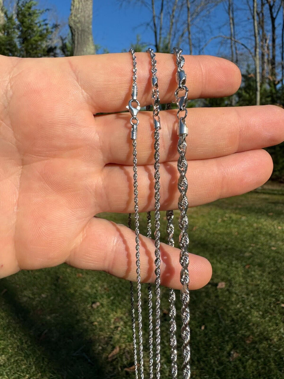 Rope Chain Necklace - 14k White Gold - 16"-30" - 1.5mm-4mm