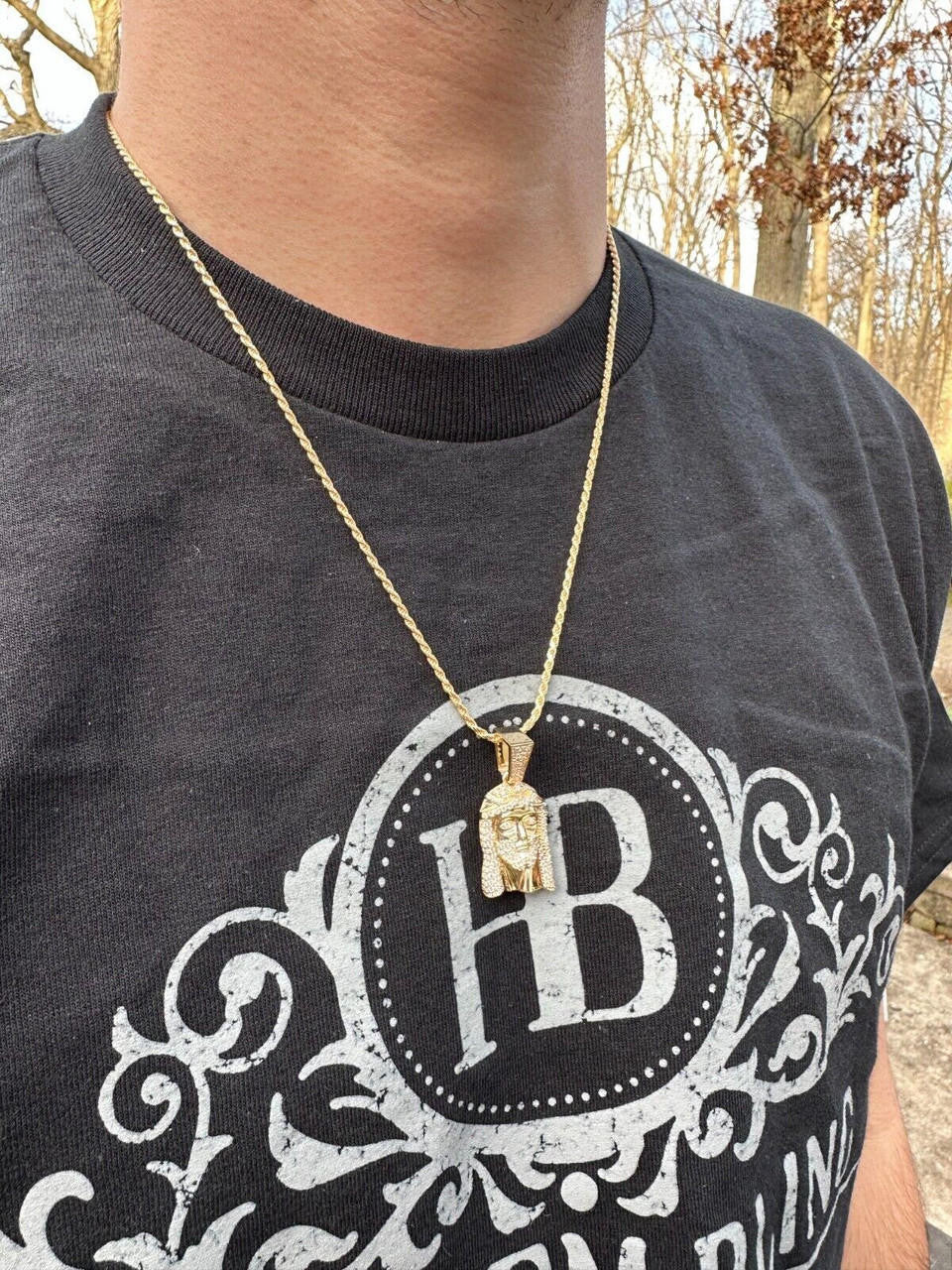 Real DIAMOND Iced Out Hip Hop Jesus Face Pendant - 14k Yellow Gold - 3 Sizes 1"-3"
