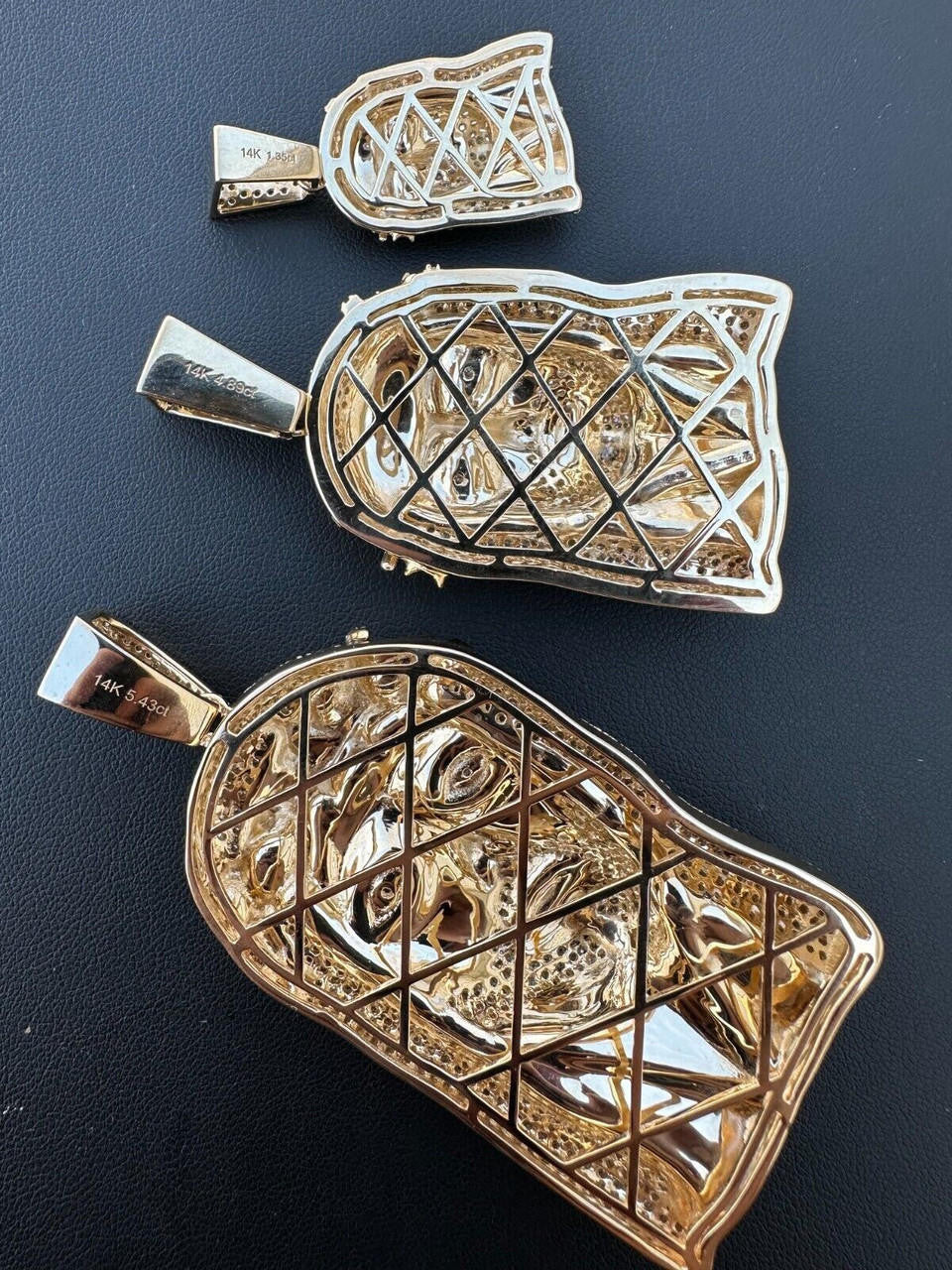 Real DIAMOND Iced Out Hip Hop Jesus Face Pendant - 14k Yellow Gold - 3 Sizes 1"-3"
