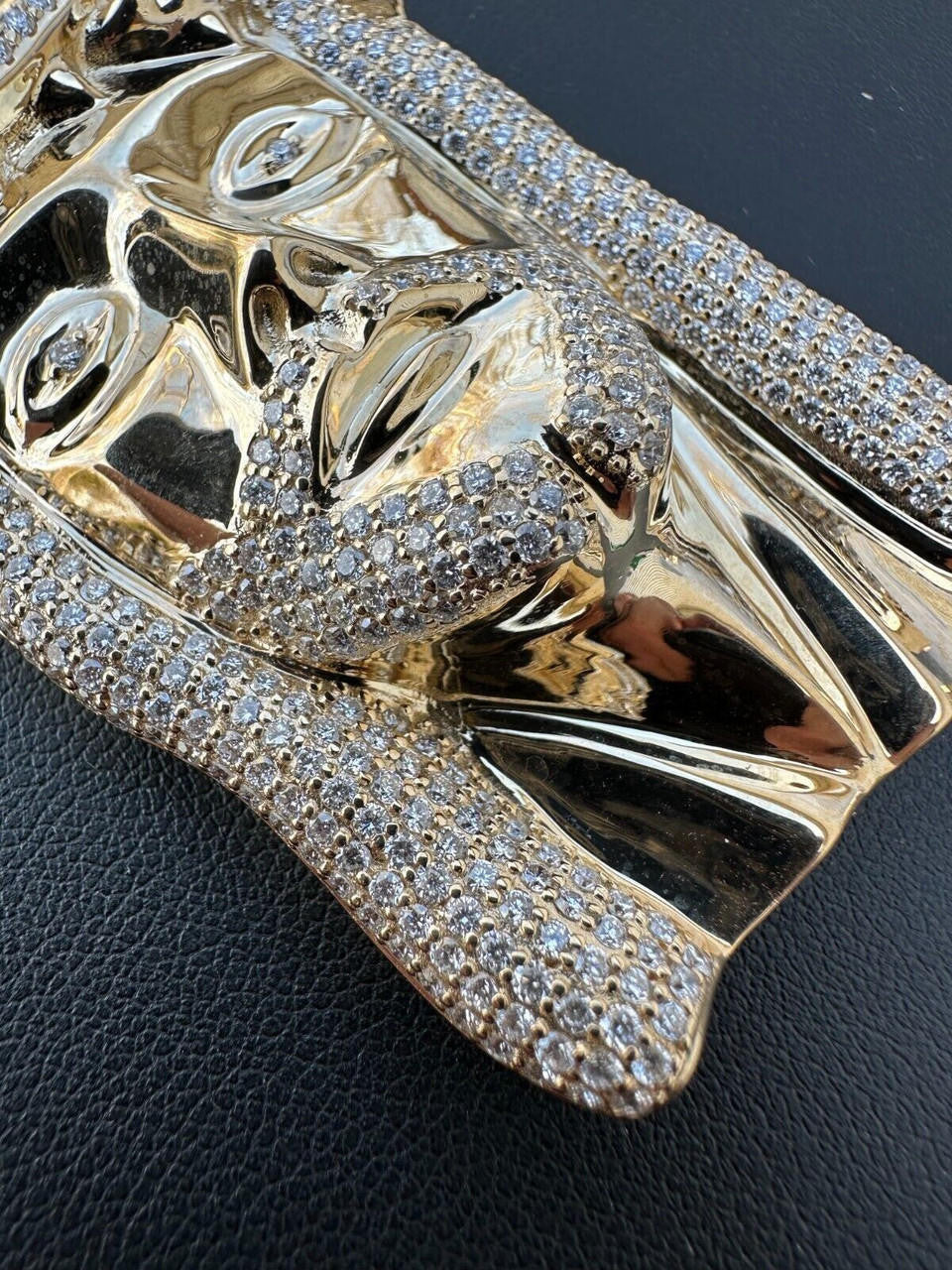 Real DIAMOND Iced Out Hip Hop Jesus Face Pendant - 14k Yellow Gold - 3 Sizes 1"-3"