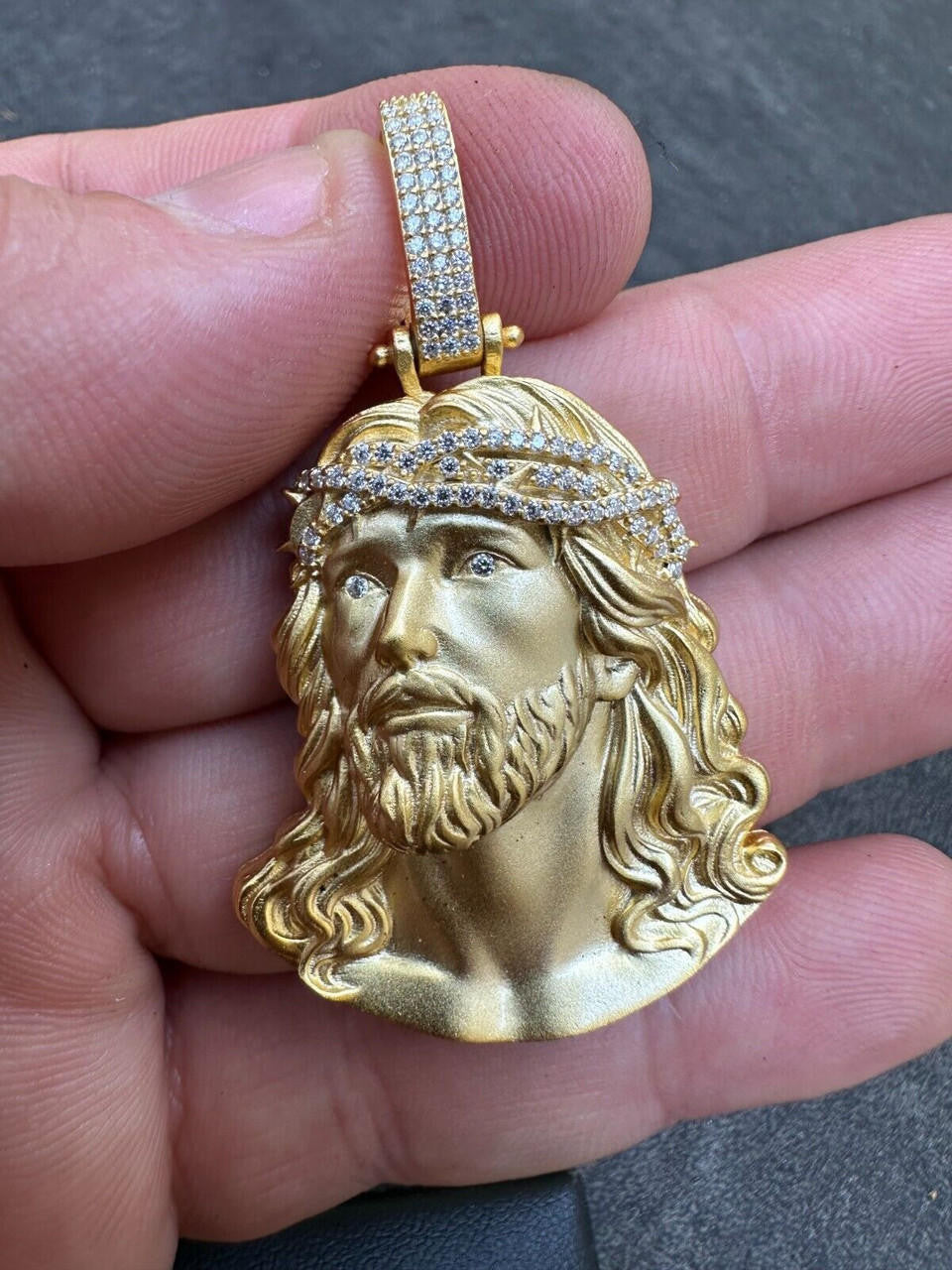 MOISSANITE Passion Of The Christ Jesus Pendant - 14k Gold Vermeil 925 Silver - 3 Sizes 1.5"-3"
