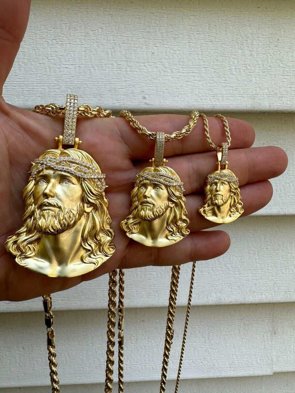 MOISSANITE Passion Of The Christ Jesus Pendant - 14k Gold Vermeil 925 Silver - 3 Sizes 1.5"-3"