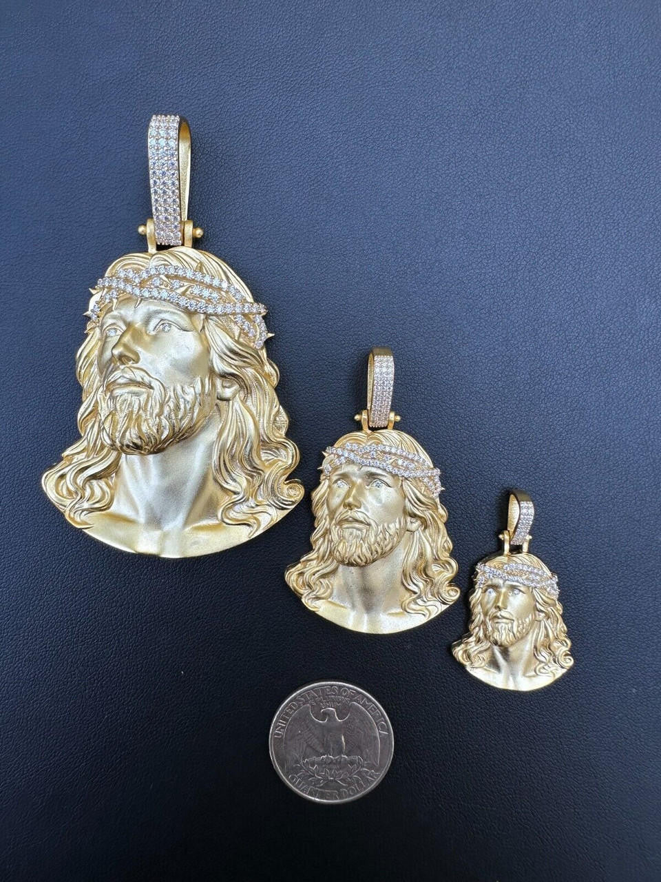 MOISSANITE Passion Of The Christ Jesus Pendant - 14k Gold Vermeil 925 Silver - 3 Sizes 1.5"-3"