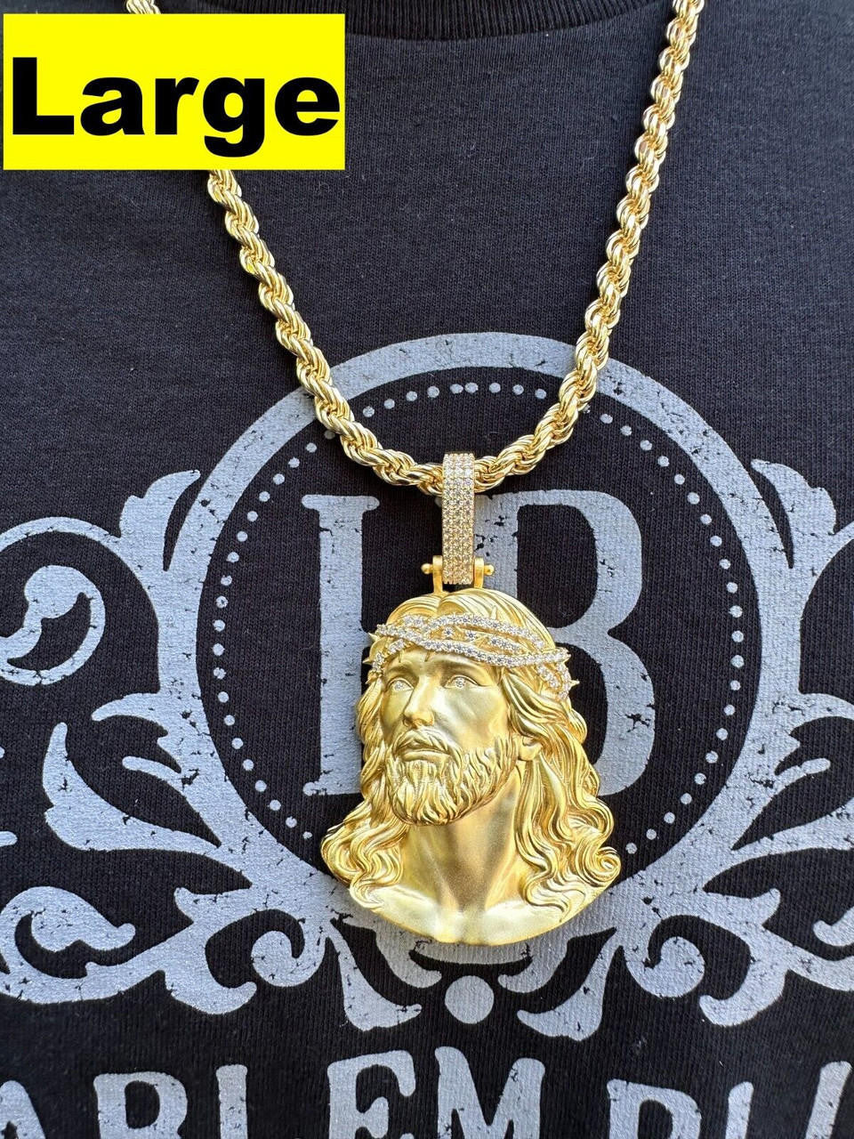MOISSANITE Passion Of The Christ Jesus Pendant - 14k Gold Vermeil 925 Silver - 3 Sizes 1.5"-3"