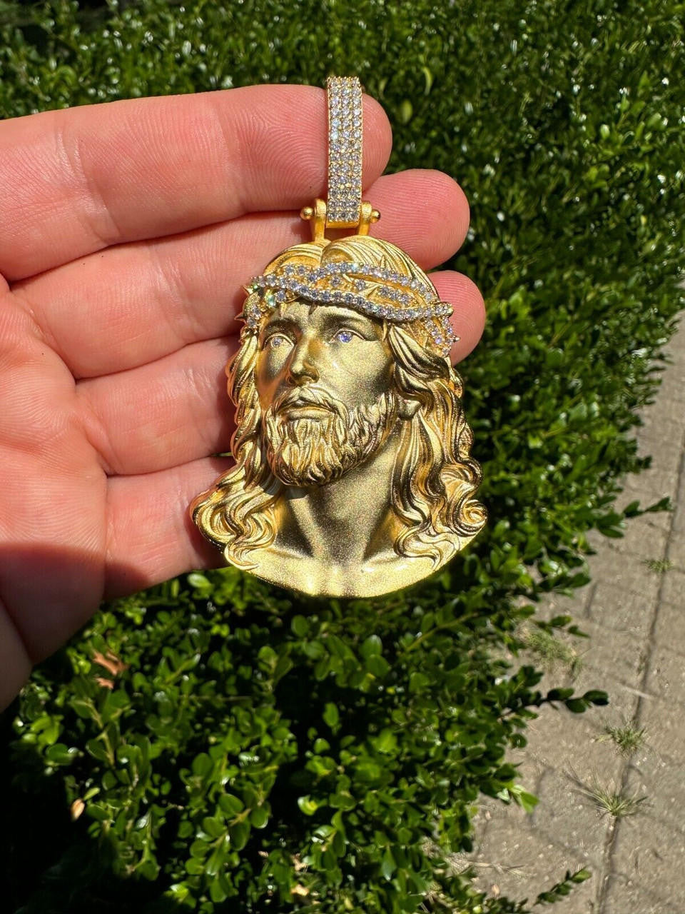 MOISSANITE Passion Of The Christ Jesus Pendant - 14k Gold Vermeil 925 Silver - 3 Sizes 1.5"-3"