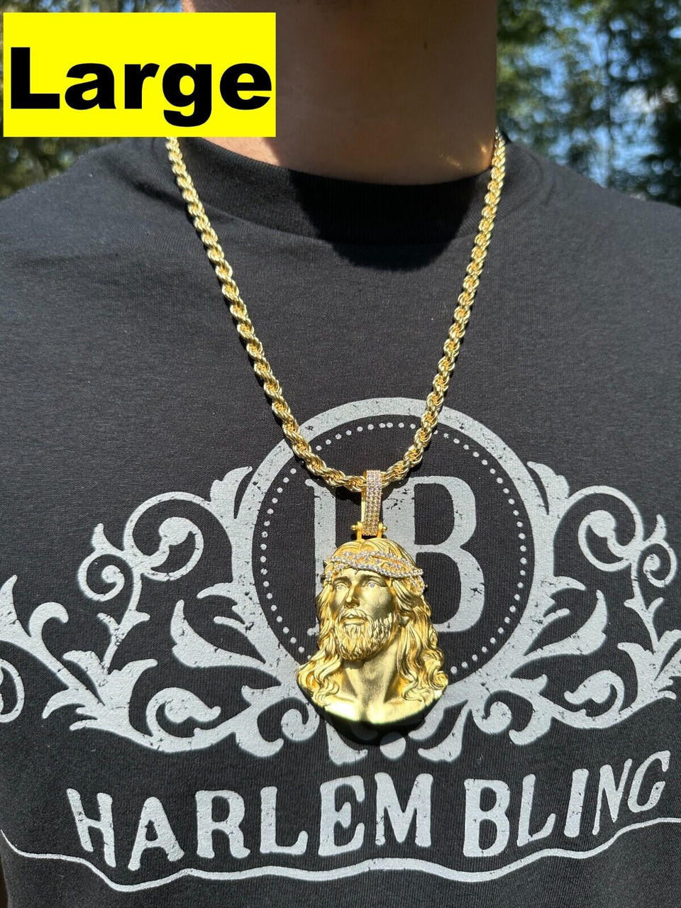 MOISSANITE Passion Of The Christ Jesus Pendant - 14k Gold Vermeil 925 Silver - 3 Sizes 1.5"-3"