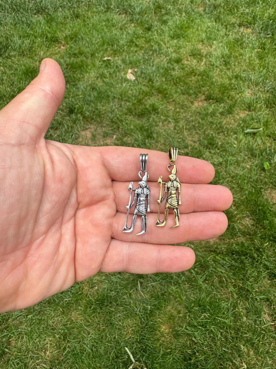 Ancient Egyptian God Horus Pendant - 14k Gold Vermeil Or Oxidized 925 Silver - Medium 2"