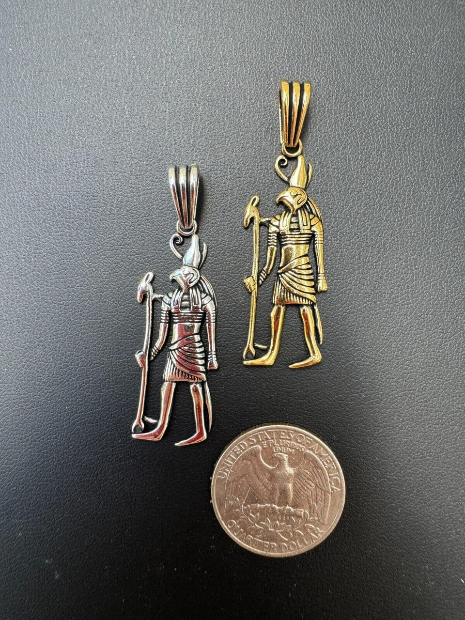 Ancient Egyptian God Horus Pendant - 14k Gold Vermeil Or Oxidized 925 Silver - Medium 2"