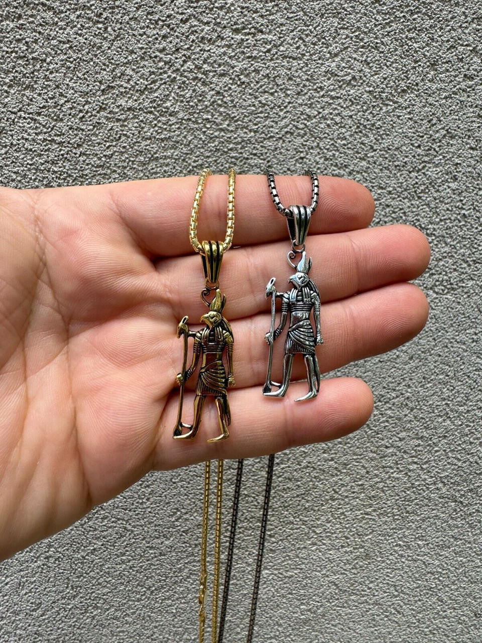 Ancient Egyptian God Horus Pendant - 14k Gold Vermeil Or Oxidized 925 Silver - Medium 2"