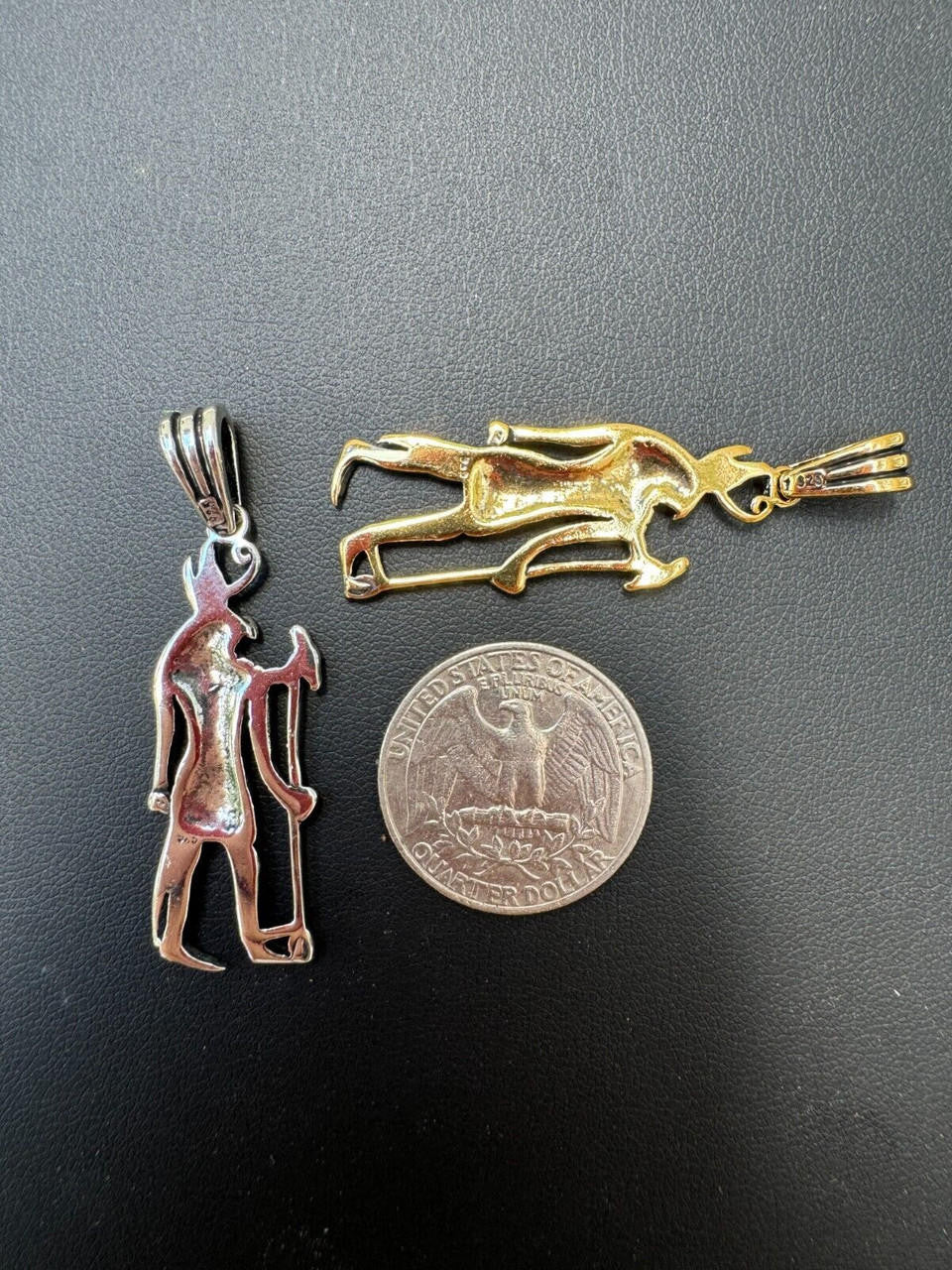 Ancient Egyptian God Horus Pendant - 14k Gold Vermeil Or Oxidized 925 Silver - Medium 2"