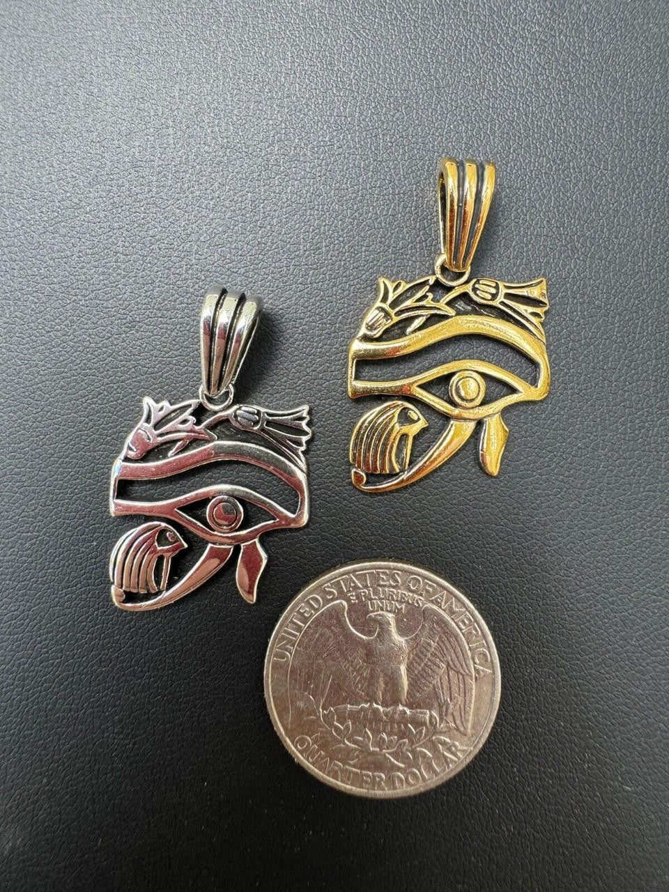 Egyptian Eye Of Horus Evil Eye Pendant - 14k Gold Vermeil or Oxidized 925 Silver - Small 1.25"