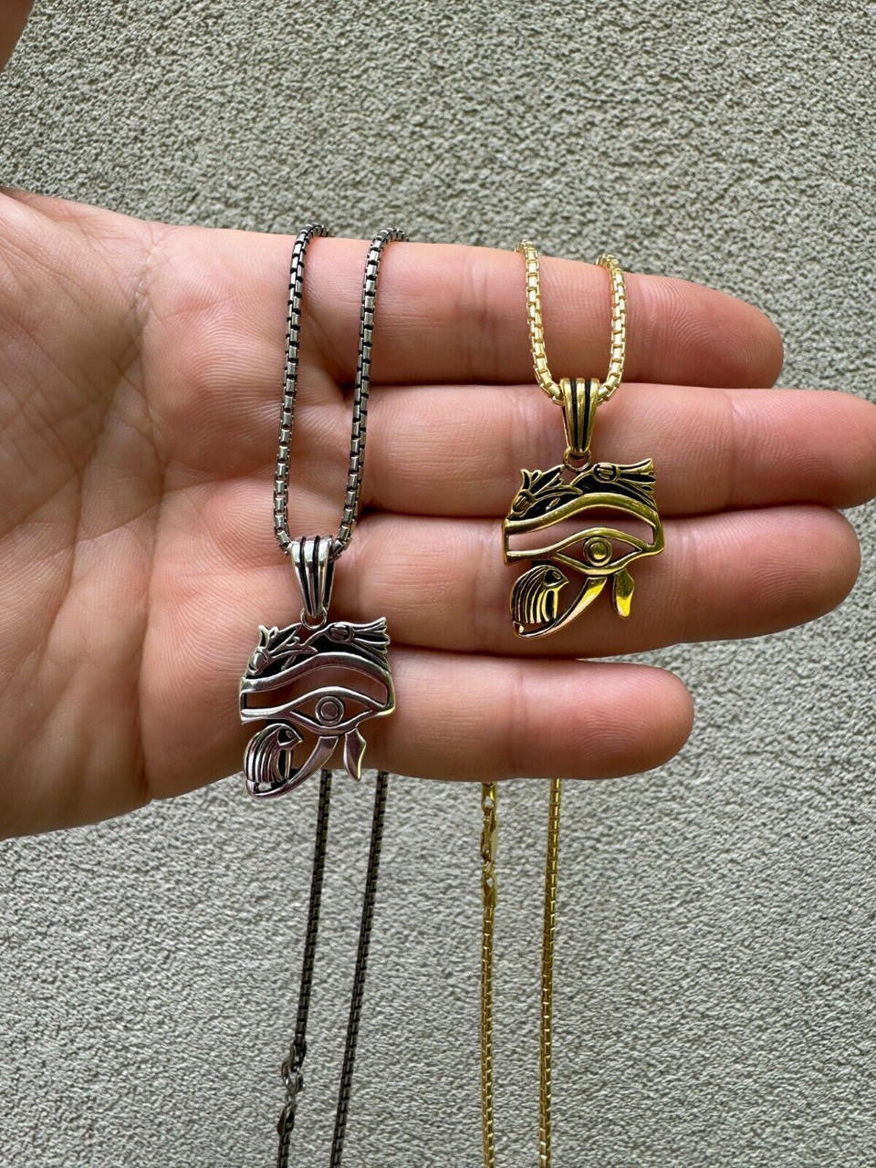 Egyptian Eye Of Horus Evil Eye Pendant - 14k Gold Vermeil or Oxidized 925 Silver - Small 1.25"
