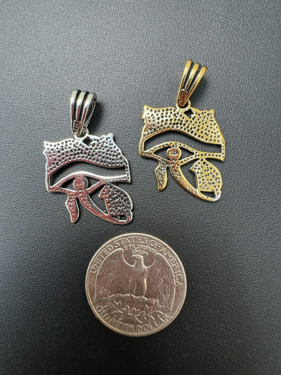 Egyptian Eye Of Horus Evil Eye Pendant - 14k Gold Vermeil or Oxidized 925 Silver - Small 1.25"