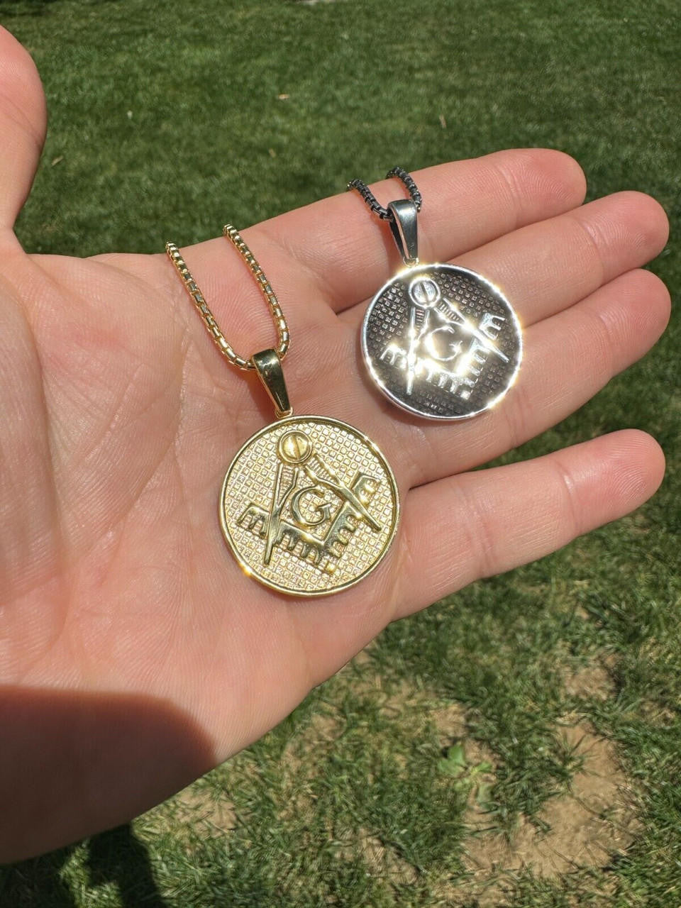 Freemason Masonic G Pendant - 14k Gold Vermeil Or Oxidized 925 Silver - Small 1.5"