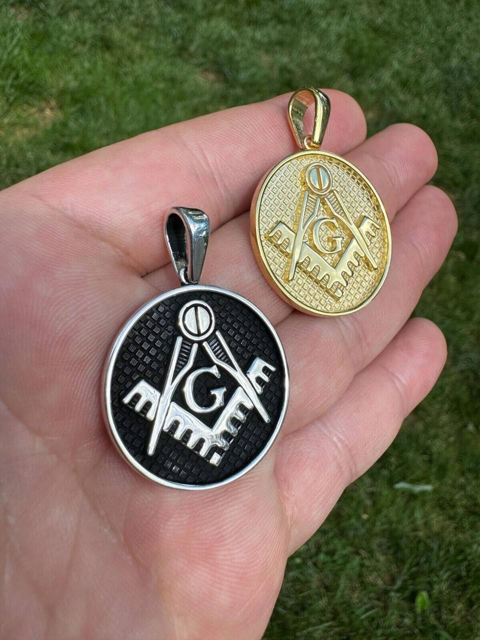Freemason Masonic G Pendant - 14k Gold Vermeil Or Oxidized 925 Silver - Small 1.5"