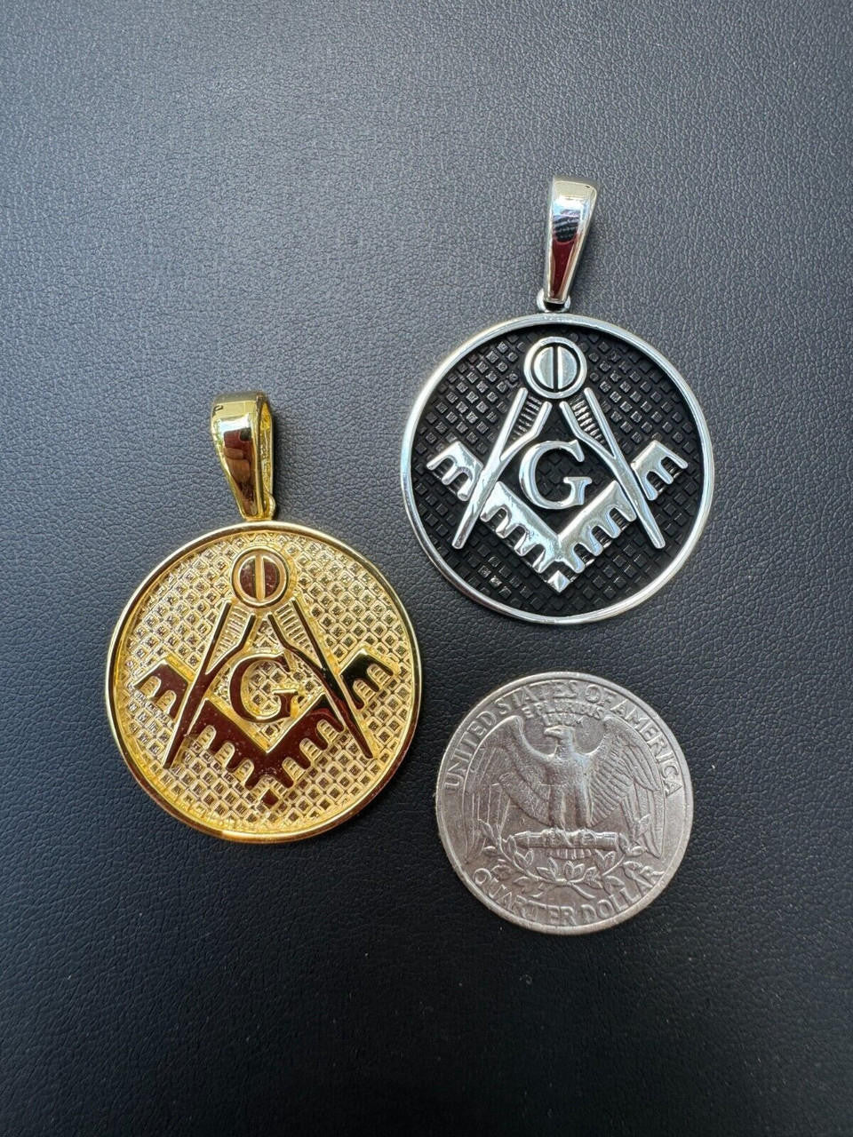 Freemason Masonic G Pendant - 14k Gold Vermeil Or Oxidized 925 Silver - Small 1.5"