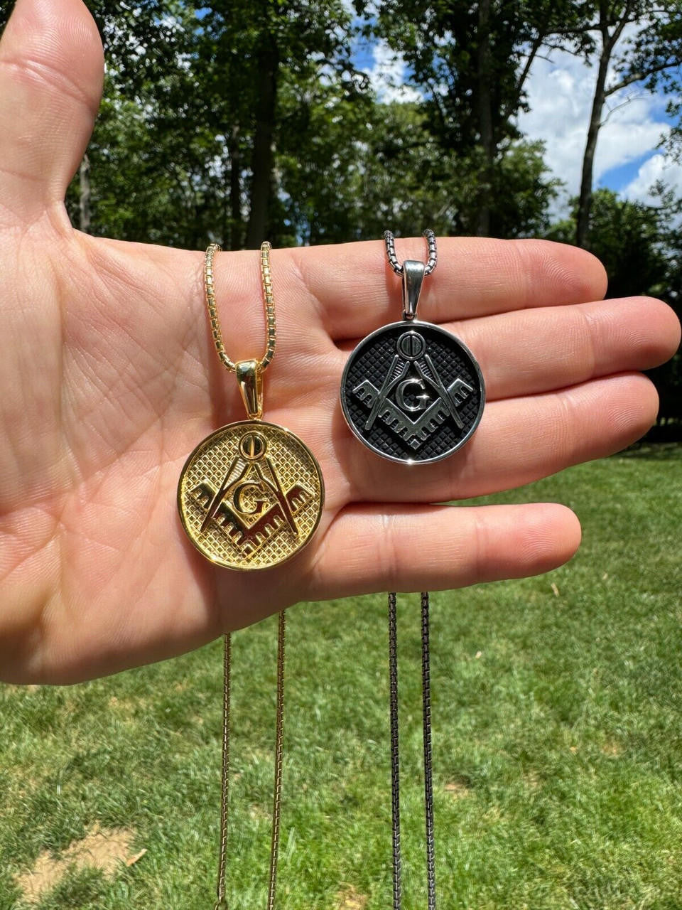 Freemason Masonic G Pendant - 14k Gold Vermeil Or Oxidized 925 Silver - Small 1.5"