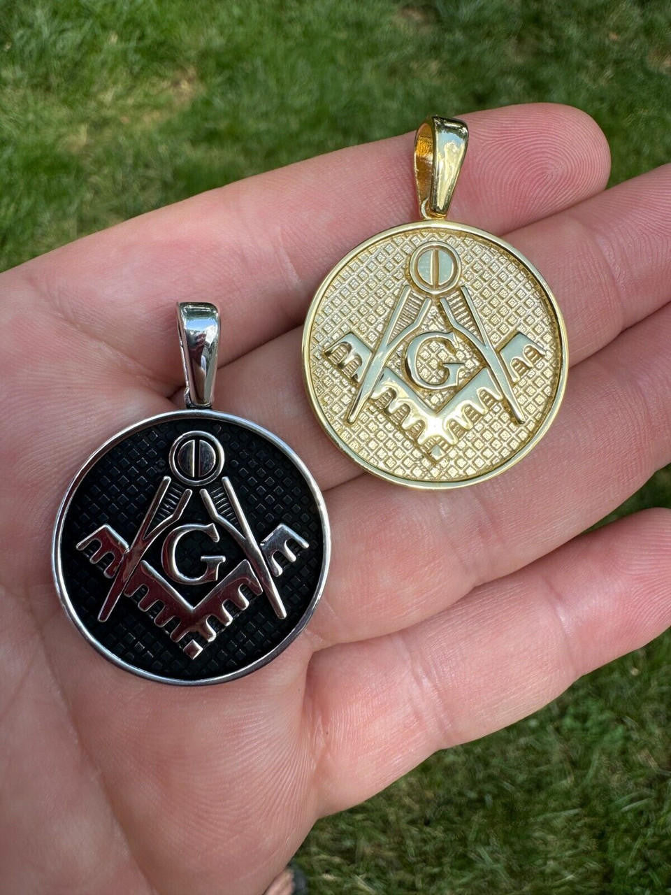 Freemason Masonic G Pendant - 14k Gold Vermeil Or Oxidized 925 Silver - Small 1.5"