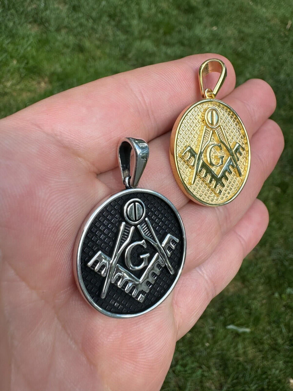 Freemason Masonic G Pendant - 14k Gold Vermeil Or Oxidized 925 Silver - Small 1.5"