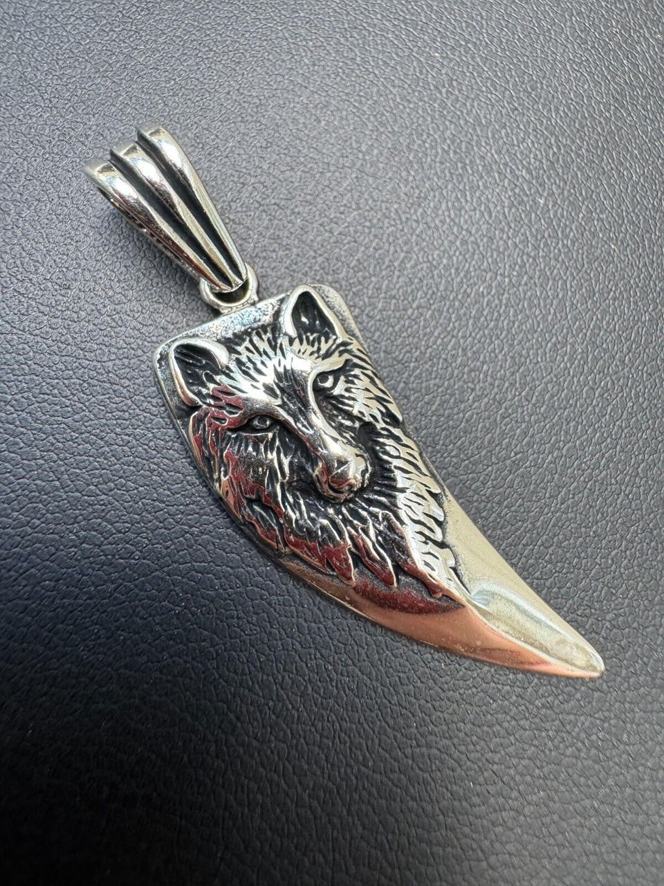 Wolf Fang Tooth Viking Pendant - 14k Yellow Gold Vermeil Or Oxidized 925 Silver - Small 1.5"