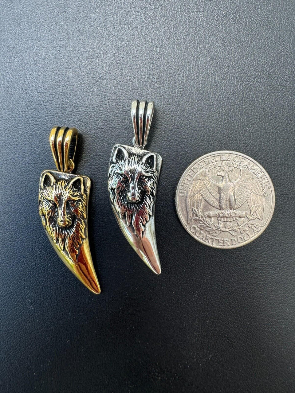 Wolf Fang Tooth Viking Pendant - 14k Yellow Gold Vermeil Or Oxidized 925 Silver - Small 1.5"
