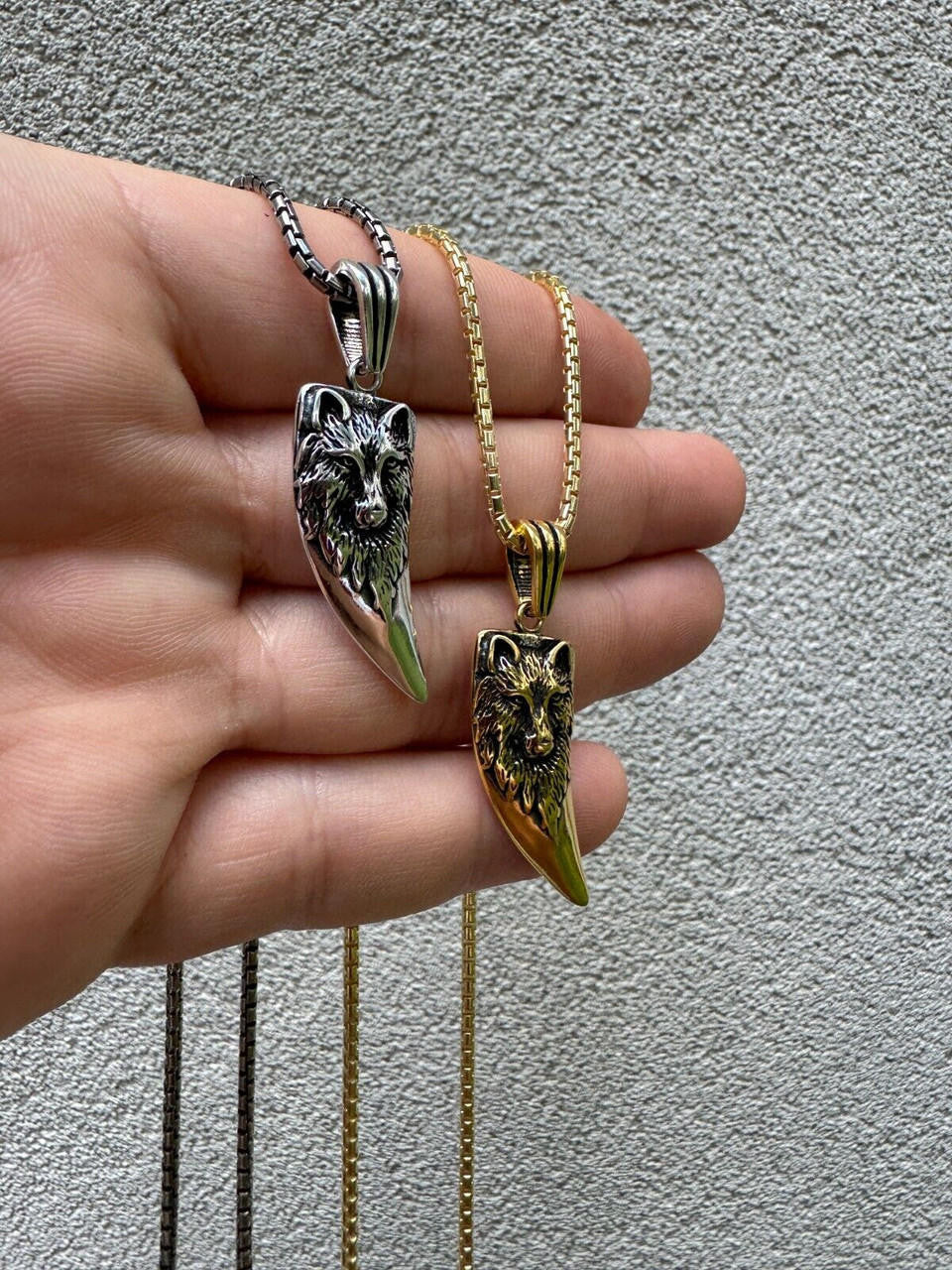 Wolf Fang Tooth Viking Pendant - 14k Yellow Gold Vermeil Or Oxidized 925 Silver - Small 1.5"