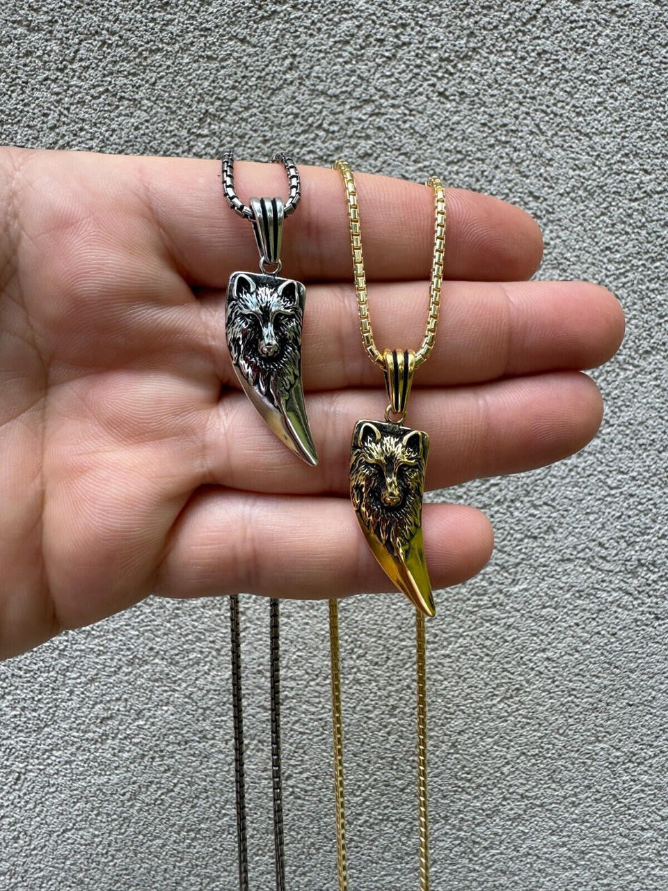 Wolf Fang Tooth Viking Pendant - 14k Yellow Gold Vermeil Or Oxidized 925 Silver - Small 1.5"