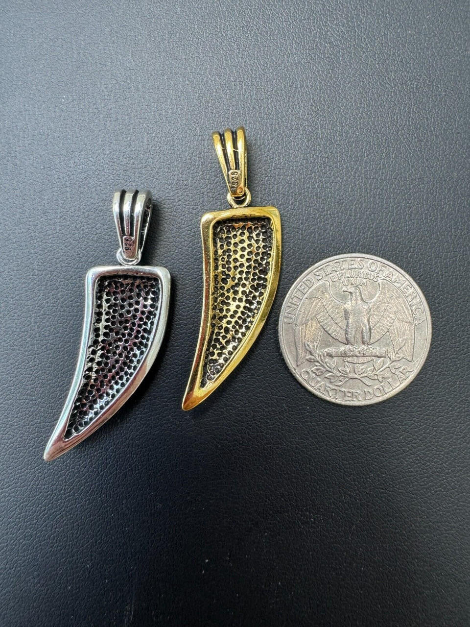 Wolf Fang Tooth Viking Pendant - 14k Yellow Gold Vermeil Or Oxidized 925 Silver - Small 1.5"