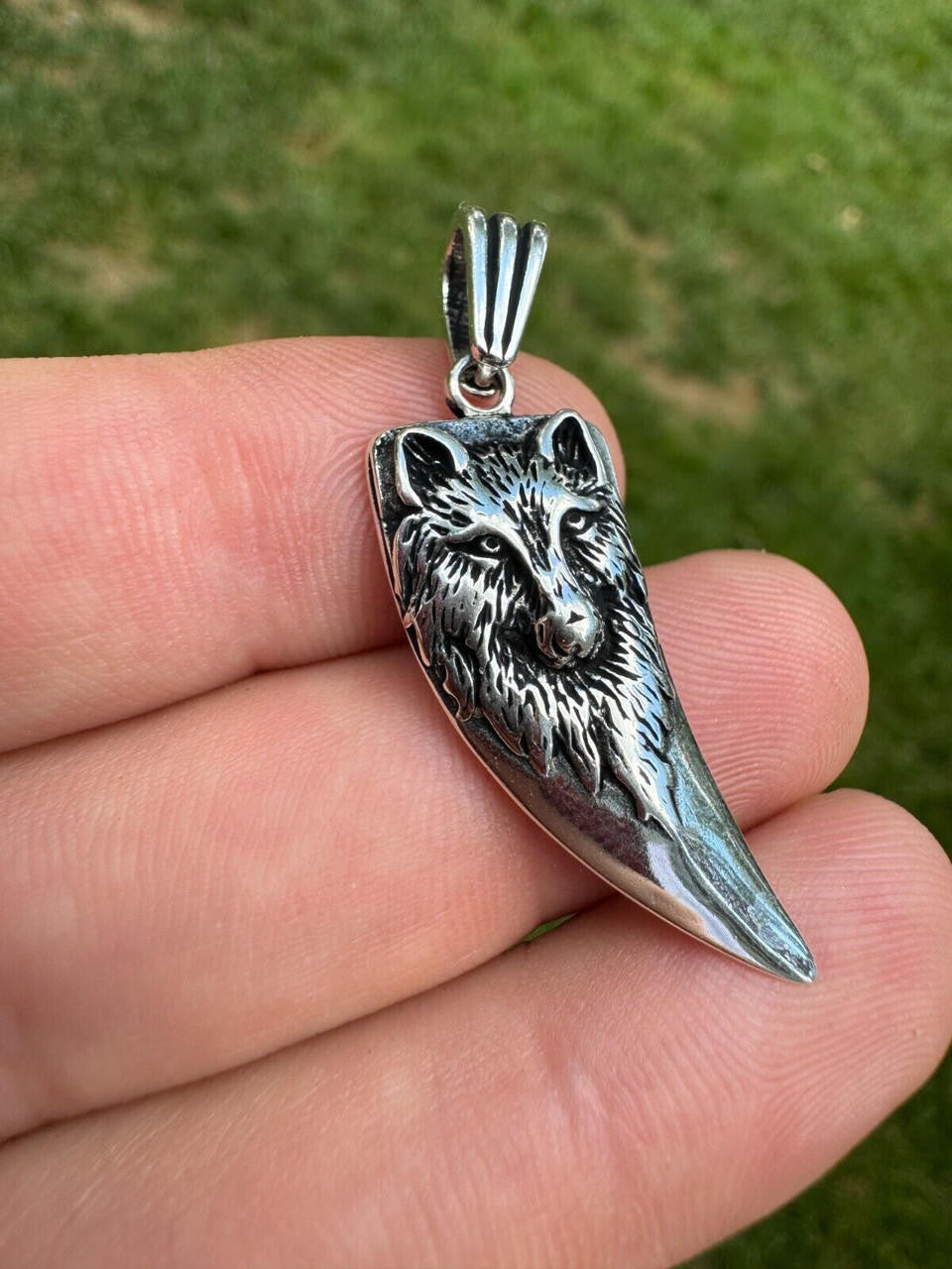 Wolf Fang Tooth Viking Pendant - 14k Yellow Gold Vermeil Or Oxidized 925 Silver - Small 1.5"