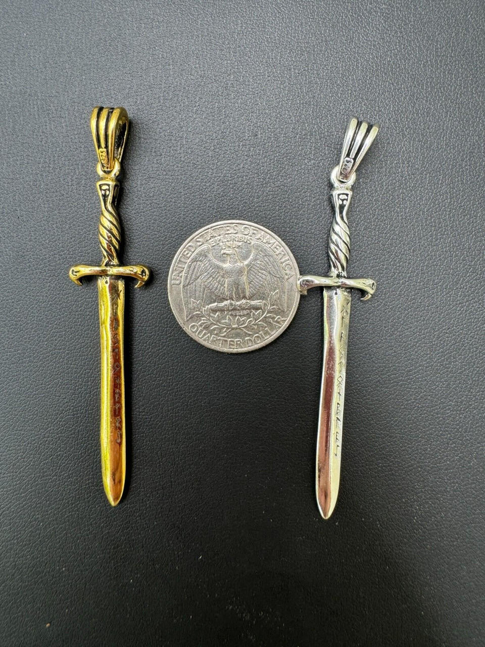 Roman Gladiator Ancient Sword Dagger Pendant - 14k Gold Vermeil Or Oxidized 925 Silver - Large 3"