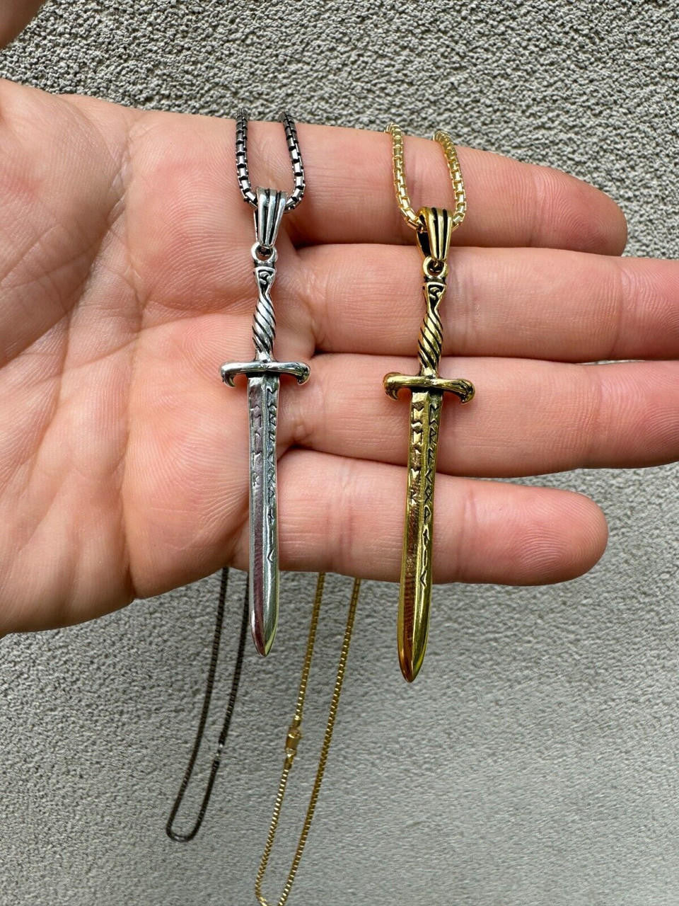 Roman Gladiator Ancient Sword Dagger Pendant - 14k Gold Vermeil Or Oxidized 925 Silver - Large 3"