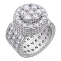Solid 925 Silver Men's Large Round 5ct Iced Cubic Zirconia Pinky RING