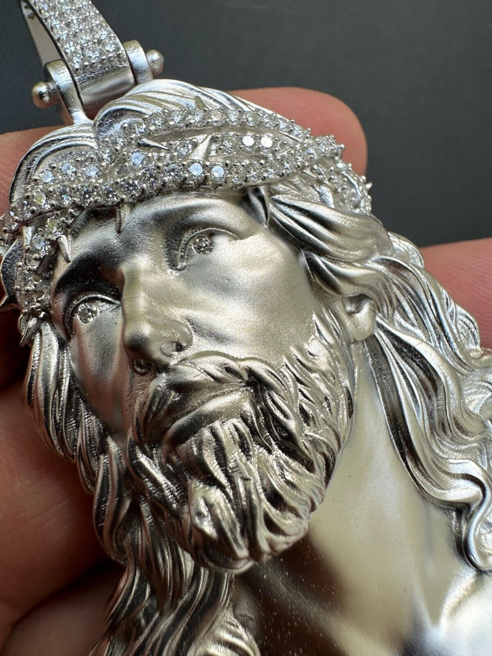 MOISSANITE Passion Of The Christ Jesus Pendant - 925 Silver - 3 Sizes 1.5"-3"