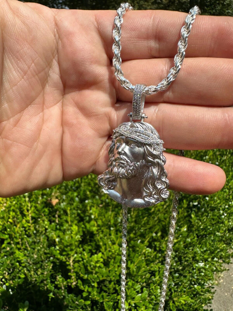 MOISSANITE Passion Of The Christ Jesus Pendant - 925 Silver - 3 Sizes 1.5"-3"
