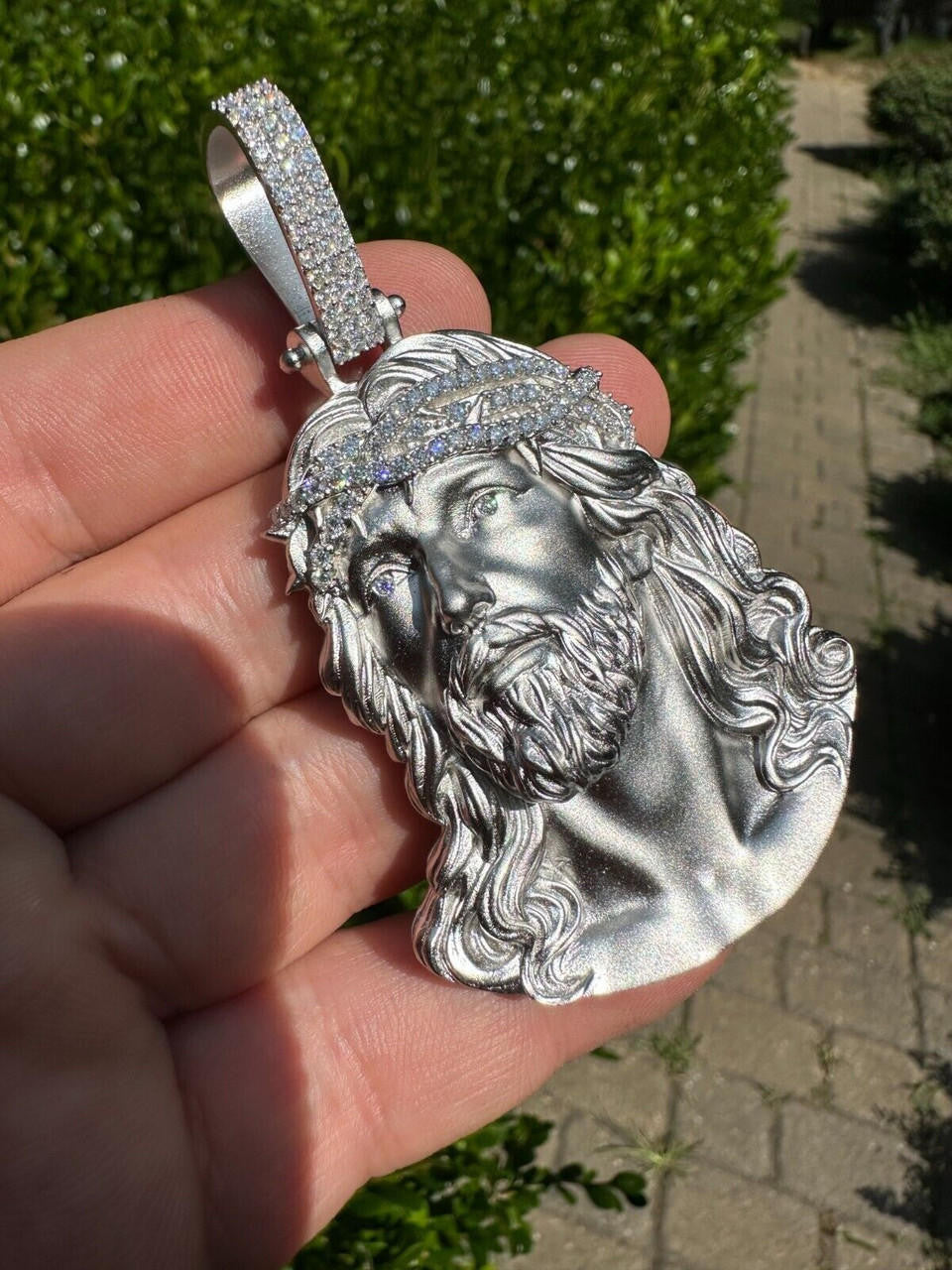 MOISSANITE Passion Of The Christ Jesus Pendant - 925 Silver - 3 Sizes 1.5"-3"
