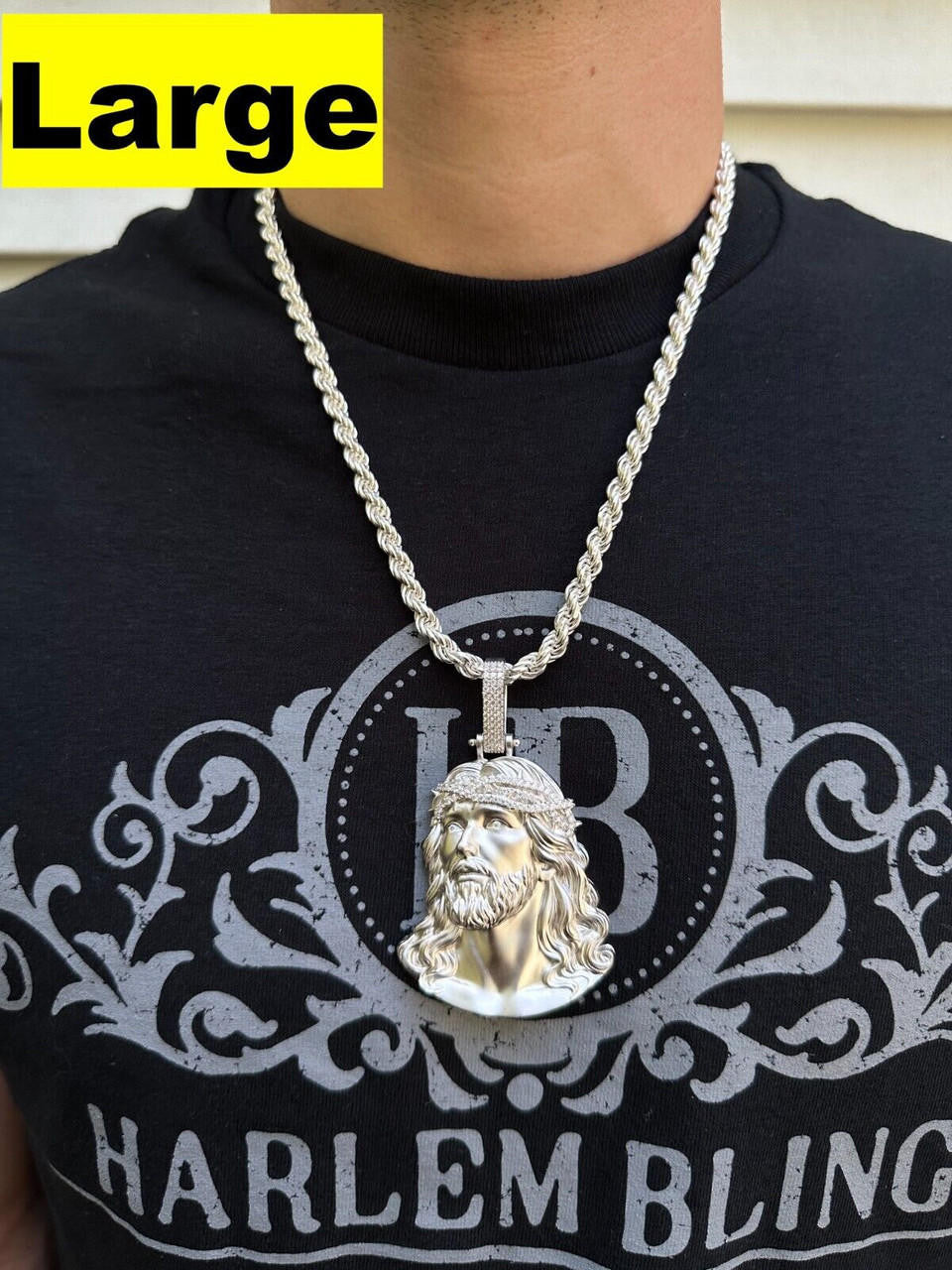 MOISSANITE Passion Of The Christ Jesus Pendant - 925 Silver - 3 Sizes 1.5"-3"