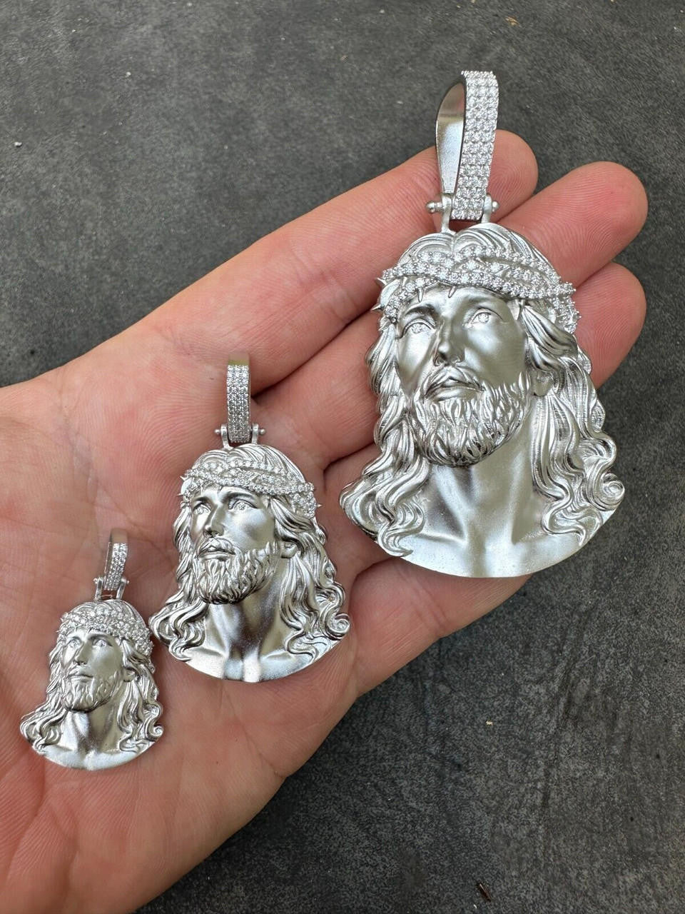 MOISSANITE Passion Of The Christ Jesus Pendant - 925 Silver - 3 Sizes 1.5"-3"