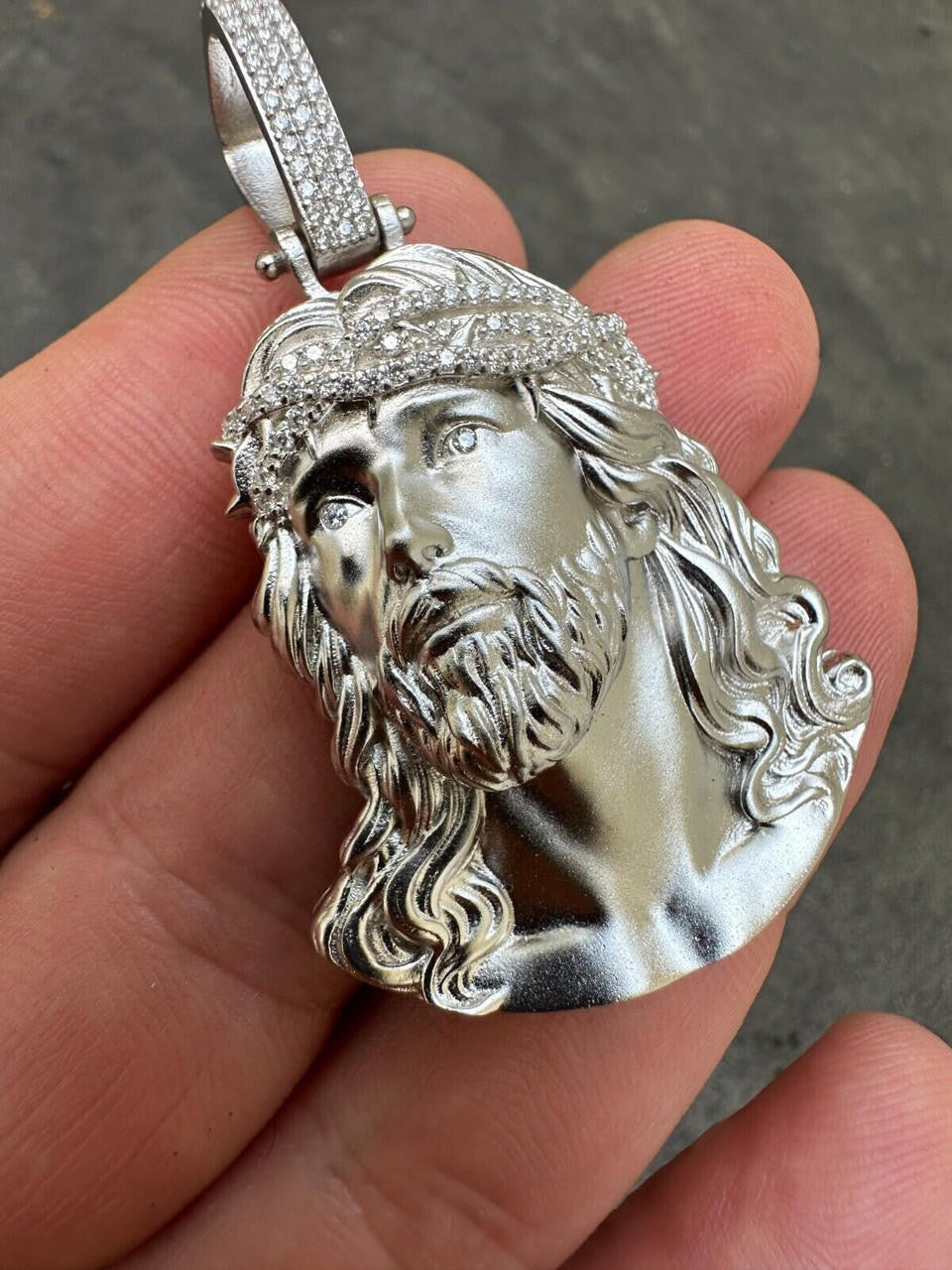 MOISSANITE Passion Of The Christ Jesus Pendant - 925 Silver - 3 Sizes 1.5"-3"