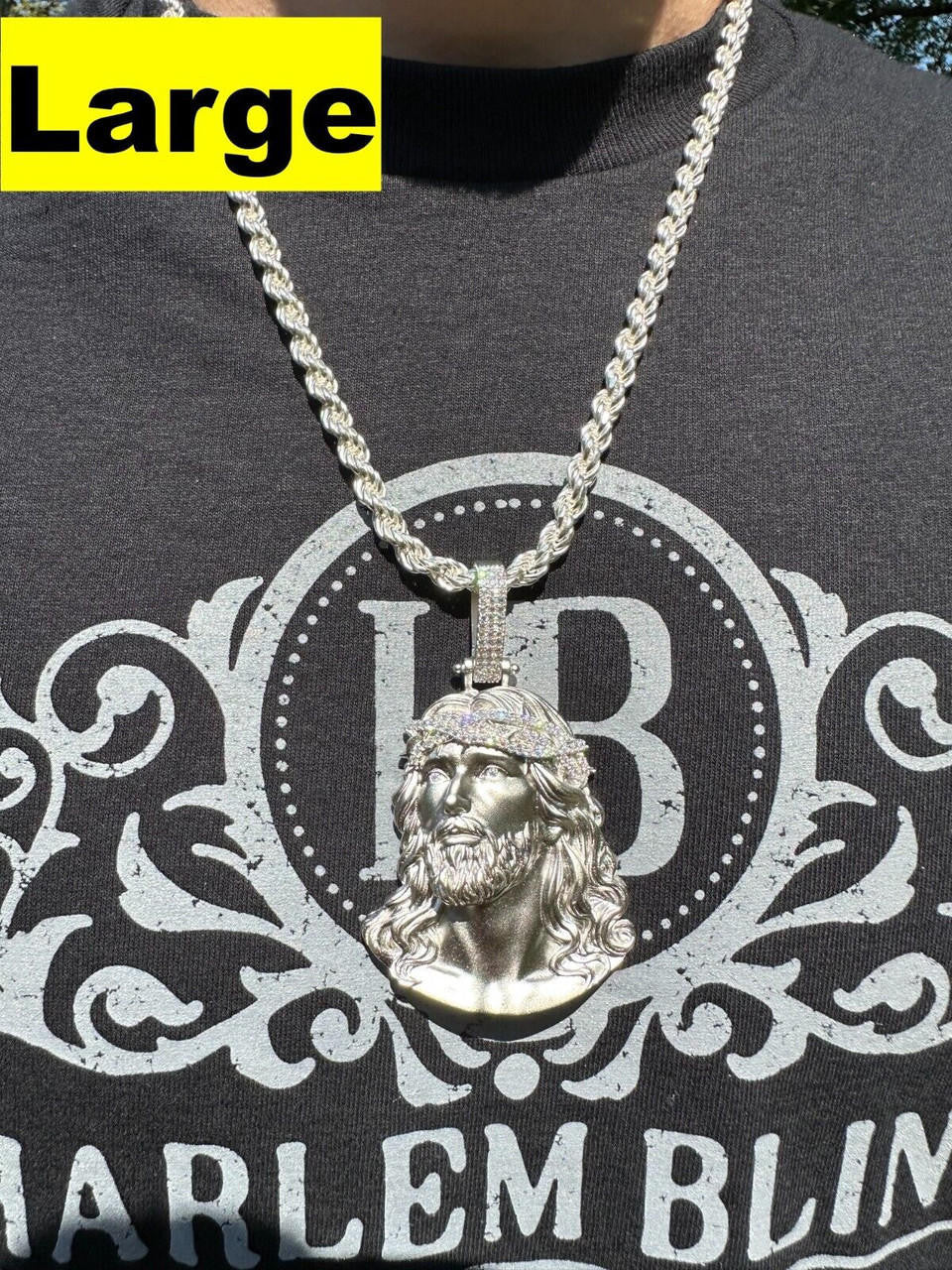 MOISSANITE Passion Of The Christ Jesus Pendant - 925 Silver - 3 Sizes 1.5"-3"